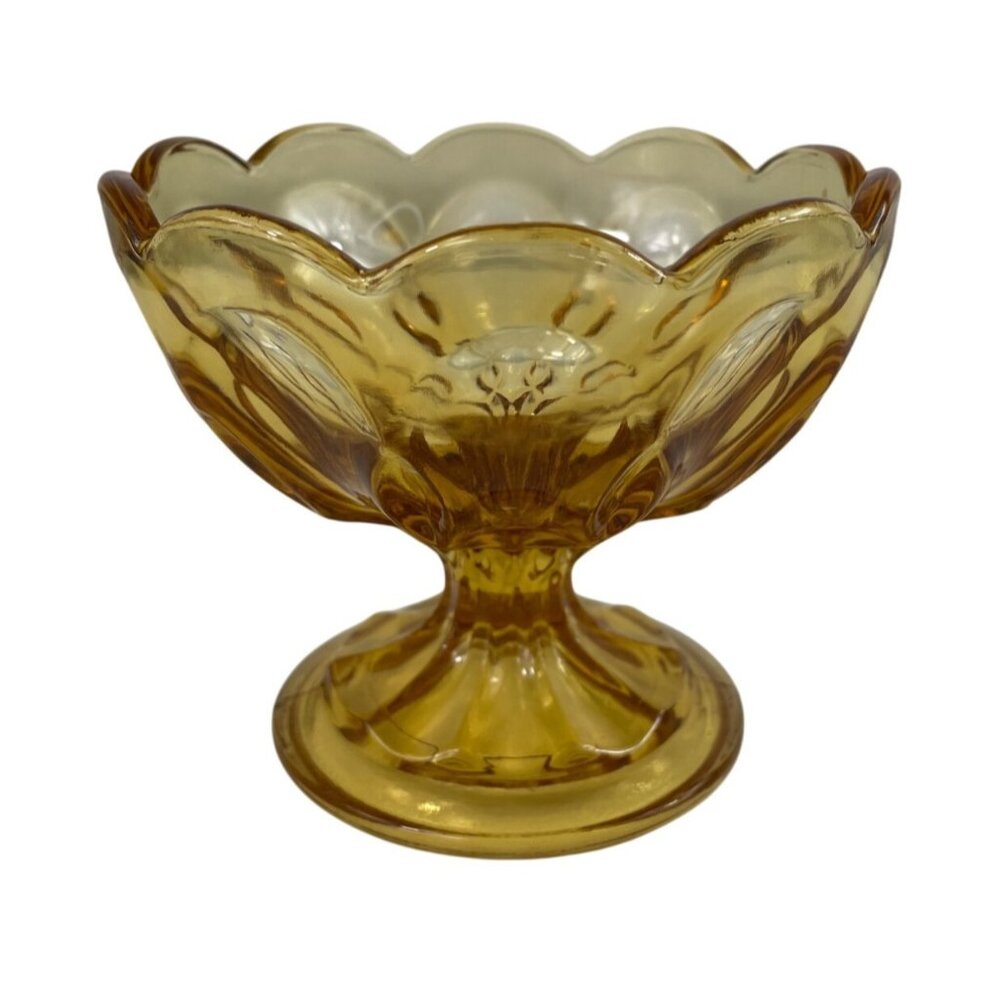 Vintage Anchor Hocking Fairfield Amber Glass Pedestal Compote